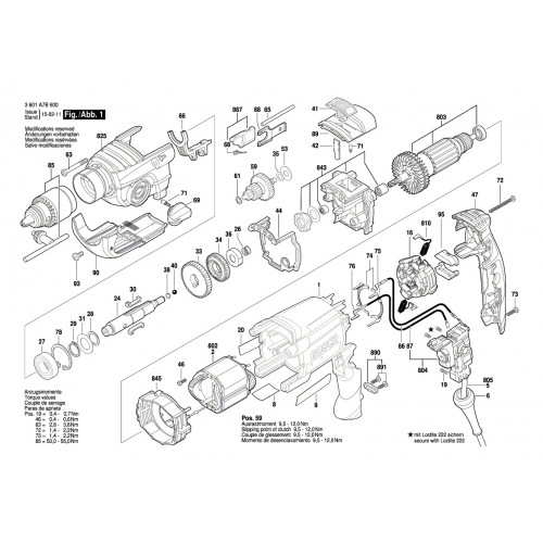 Запчасти для дрели Bosch GSB 19-2RE (3601A7B600)